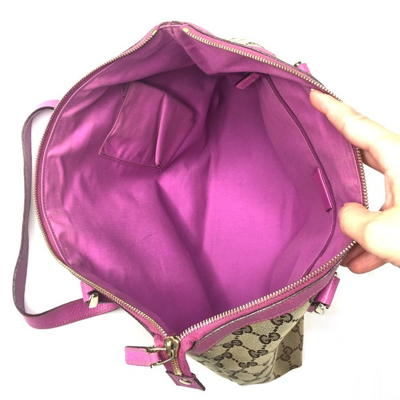 Authentic Gucci brown tote with pink leather - Picture 3 of 16